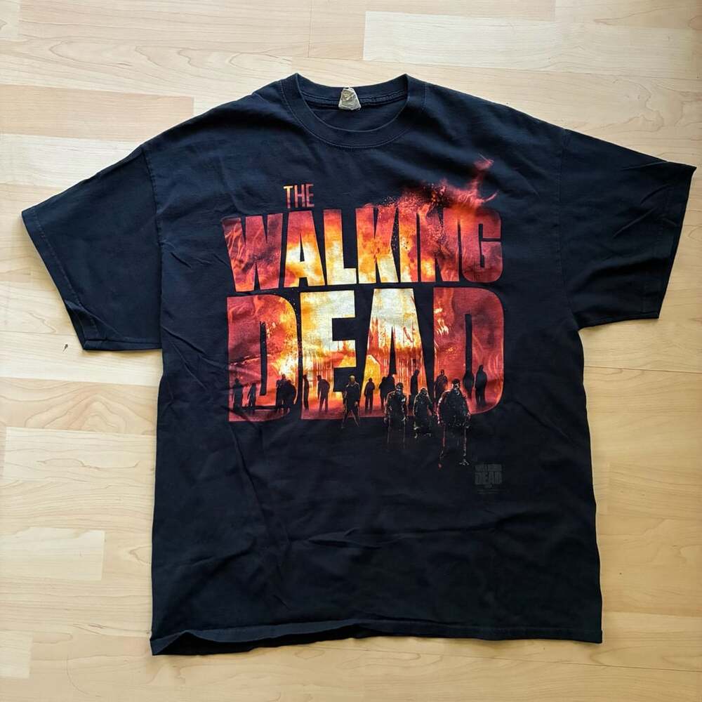 The Walking Dead Graphic T-Shirt Size XL Black Fire AMC TV Series